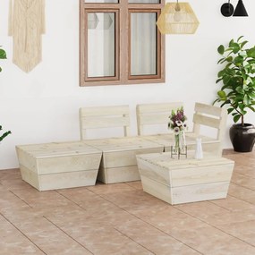 vidaXL Set de mobilier de grădină paleți, 4 piese, lemn molid tratat