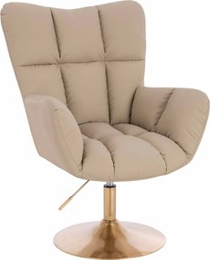 HR650N Scaun Crem Piele Ecologica Premium Soft cu Bază Aurie