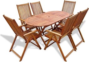 vidaXL Set mobilier de exterior, 7 piese, lemn masiv de acacia