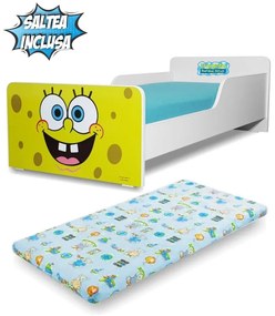 Pat copii Start Sponge Bob 2-12 ani cu saltea inclusa