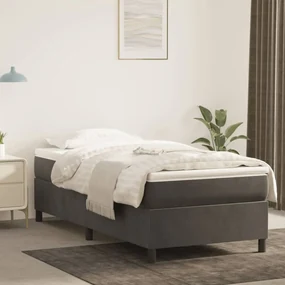 3121097 vidaXL Cadru de pat box spring, gri închis, 90x200 cm, catifea