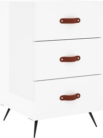 vidaXL Noptieră, alb extralucios, 40x40x66 cm, lemn compozit