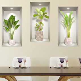 Set 3 autocolante 3D pentru perete Ambiance Banana Trees