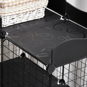 PawHut Țarc Modular pentru Animale de Talie Mică, cu Panouri și Accesorii, 105x70x116 cm, Negru | Aosom Romania