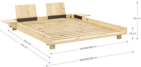 Pat matrimonial în culoare naturală din lemn de pin cu somieră 160x200 cm Social Bed – Karup Design