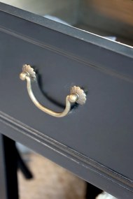 Consola neagra, cu 2 sertare, din lemn de pin reciclat, aspect rustic, Marseille
