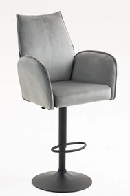 HR280W Scaun Gray din Catifea cu Bază Neagră