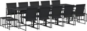 vidaXL Set mobilier de grădină, 15 piese, negru, textilenă