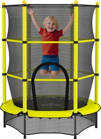 HOMCOM Trambulină Ø140 cm pentru copii 3-10 ani cu plasă de siguranță, capacitate 50 kg, interior/exterior, galben | Aosom Romania