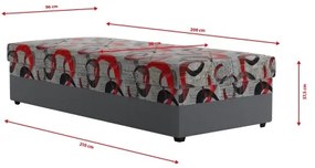 Pat tapițat ESTEL cu spațiu de depozitare, 90 x 200 cm, gri