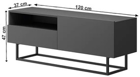 Comoda TV fara baza Culoare Grafit, SPRING ERTVSZ120