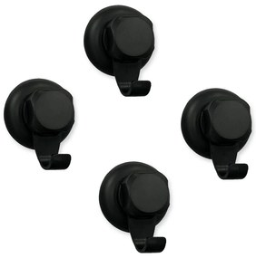 Set 4 cârlige autoadezive de perete Compactor Bestlock Black, ⌀ 5,4 cm, negru