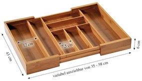 Organizator tacamuri Kesper 58085, Ajustabil 35-38 cm, Bambus, 6-8 compartimente, Maro