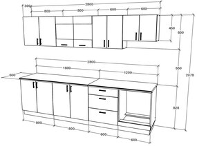 Set haaus V22, Lemn Natural/Alb, Blat Thermo 28 mm, L 280 cm