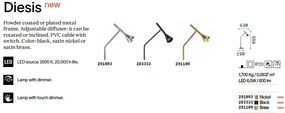 Lampa LED de masa minimalista Diesis tl nichel