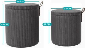 Set 2 pufuri cu spațiu de depozitare, gri