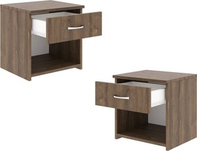 Set 2 Noptiere Remi, 1 Sertar, Stejar Bronz, 40 x 35 x 40 cm
