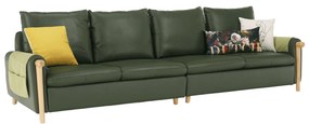 Canapea complet tapiţată cu 4 locuri, piele / piele ecologică verde măslin, LINSY