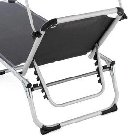 Șezlong de grădină, pliabil, baldachin, antracit 187 cm