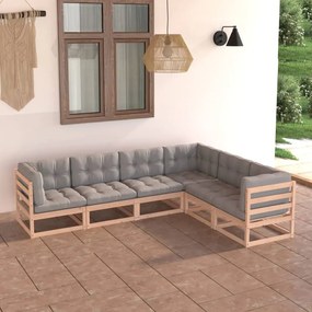 3076784 vidaXL Set mobilier de grădină cu perne, 6 piese, lemn masiv de pin