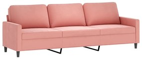 348768 vidaXL Canapea cu 3 locuri, roz, 210 cm, catifea