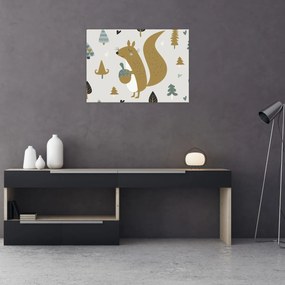 Tablou pe sticlă - Veveriță cu o nucă (70x50 cm)