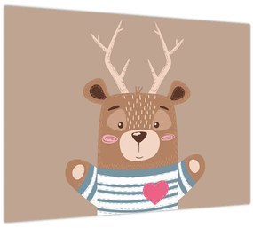 Tablou pe sticlă - Cerb în cămașă cu dungi (70x50 cm)