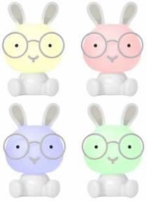 Veioză LED RGBW dimabilă de veghe pentru copii 2,5W/230V alb iepuraș