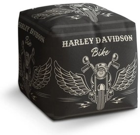 Taburet Cube Harley-Davidson cu aripi, negru