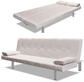 vidaXL Canapea extensibilă 2 perne, piele artificială, reglabil, crem