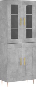 vidaXL Dulap înalt, gri beton, 69,5x34x180, lemn compozit