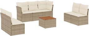 vidaXL Set canapele de grădină, 8 piese, cu perne, bej, poliratan
