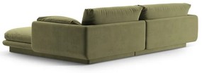 Colțar verde deschis cu tapițerie din catifea (cu colț pe partea stângă /cu șezlong) Torino – Micadoni