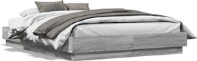 vidaXL Cadru de pat, gri sonoma, 120x190 cm, lemn prelucrat