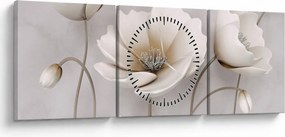 Tablou cu florile albe (cu ceas) (90x30 cm)