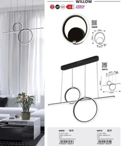 Aplica LED design modern Willow negru mat, alb