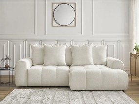 Colțar alb extensibil/cu spațiu de depozitare cu tapițerie din chenille (cu colț pe partea dreaptă/cu șezlong) Roxelane – Bobochic Paris