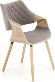 Scaun modern dining K396, stejar/gri, stofa catifelata/placaj, 56x55x7