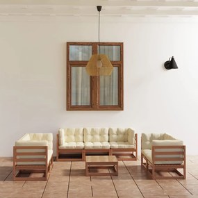 3076507 vidaXL Set mobilier de grădină cu perne, 8 piese, lemn masiv pin