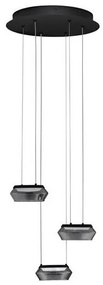 Lustra cu 3 pendule LED, Metal, Negru, Sticla, JAILYN