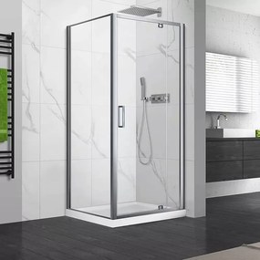 Cabina de dus dreptunghiulara Fluminia Anda cu usa pivotanta 100x80 cm crom