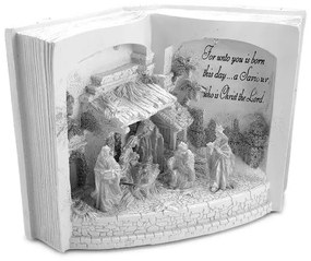 Decoratiune Craciun, Nasterea Domnului in Bethlehem in carte, 3 LED, 3xAA, 27x19 cm