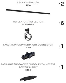 Spot în sistem de șină Zuma Line 3028 MASTER 6xGU10/10W/230V negru