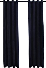 vidaXL Draperii opace cu inele, 2 buc., negru, 140 x 245 cm, catifea
