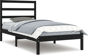 vidaXL Cadru de pat, 100x200 cm, negru, lemn masiv de pin