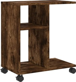 vidaXL Masă laterală cu roți stejar fumuriu 50x30x55 cm lemn compozit