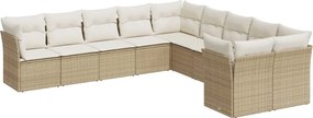 vidaXL Set canapele de grădină cu perne, 10 piese, bej, poliratan