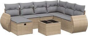 vidaXL Set canapele de grădină, 8 piese, cu perne, bej, poliratan