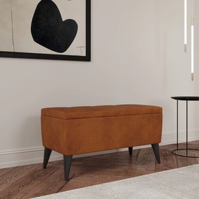 Bancheta Tapitata Mera, cu spatiu depozitare, Arama, Stofa, 80 x 37 x 42 cm