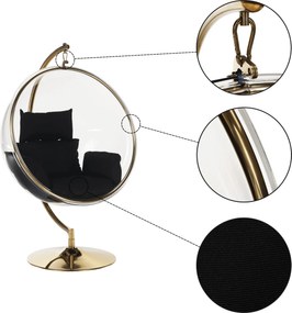 Scaun suspendat cu suport, transparent/auriu/negru, BUBBLE NEW TIP 3